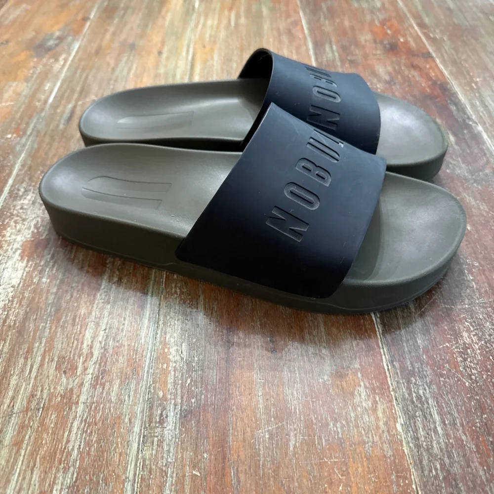 NOBULL Slide Sandals Unisex Olive Green Black Women 11.5 Men 10